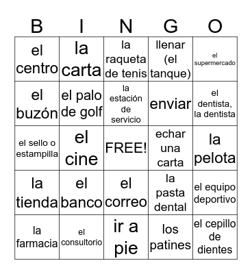 Realidades 3A Bingo Card