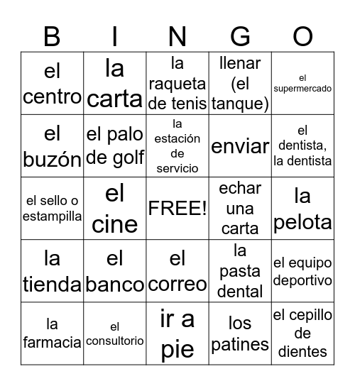 Realidades 3A Bingo Card