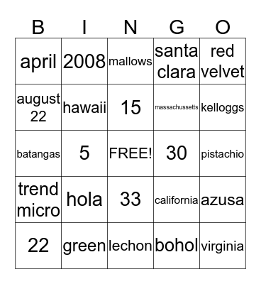 Wedding bingo Card