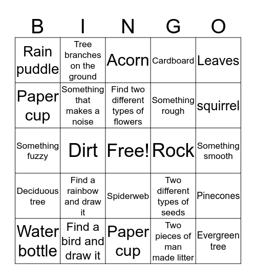 Earth Day Bingo Card