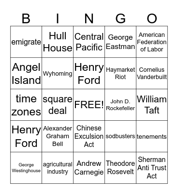 Social Studies Bingo Card