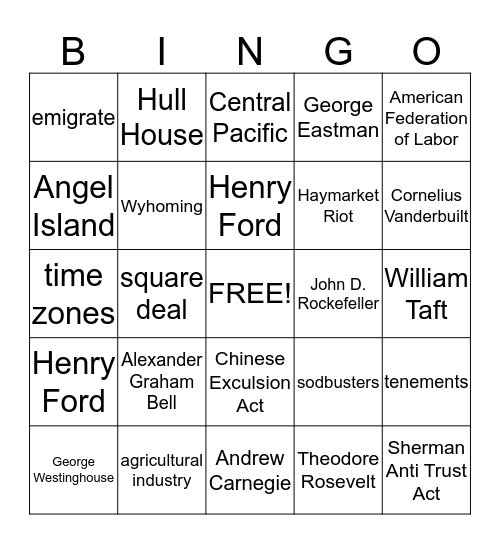 Social Studies Bingo Card