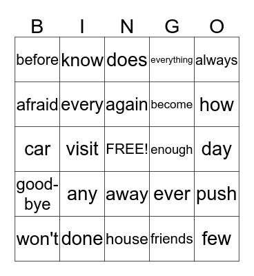 Unit 3 Bingo Card