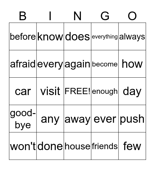 Unit 3 Bingo Card