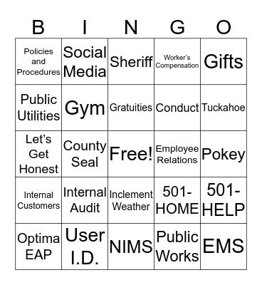 New Employee Orientation (6) Bingo Card