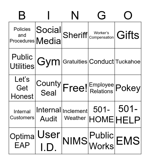 New Employee Orientation (6) Bingo Card