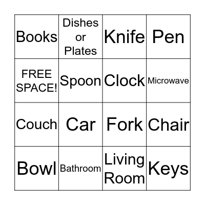 Household Item: BINGO Card