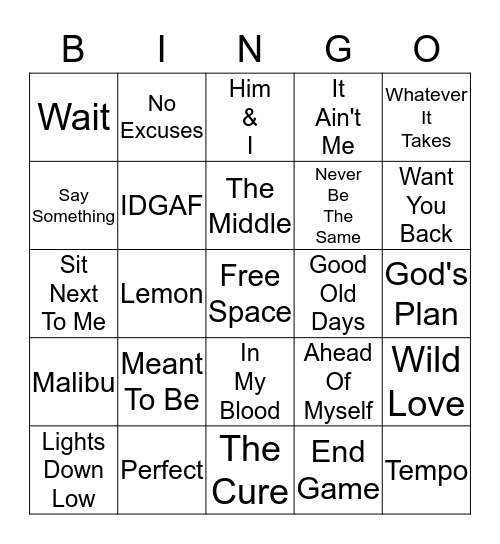 Current Mix Card 2 Bingo Card