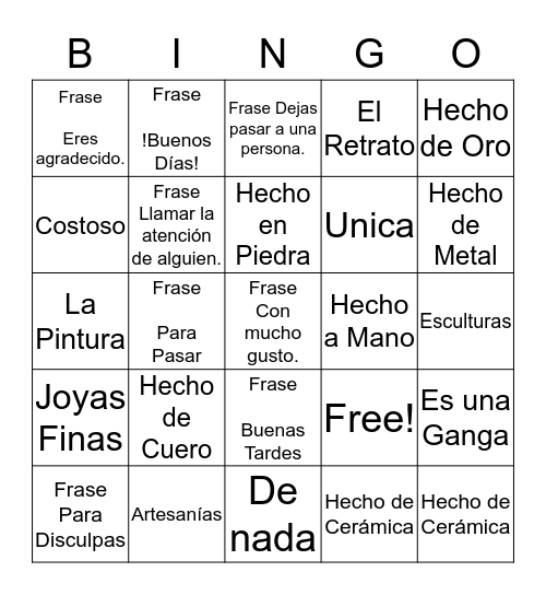 Unidad 3 Lesson 2- Palabras de Vocabulario Bingo Card