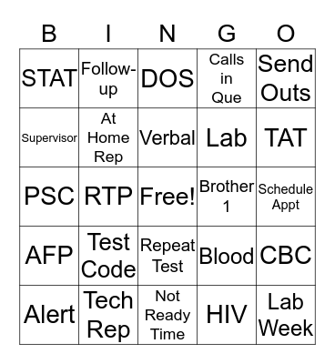 LAB WEEK BINGO Card