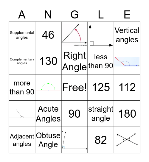 Angle Bingo Card