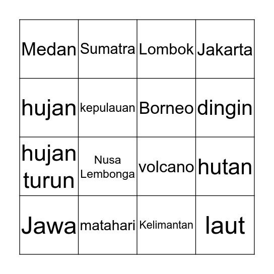 Lokasi/Geografi (Geography) Bingo Card