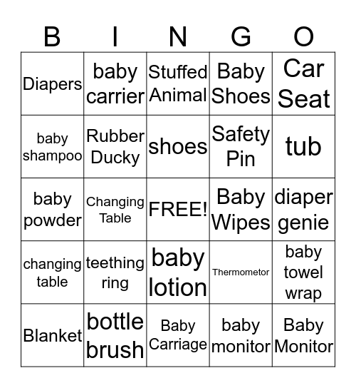 BABY BINGO Card