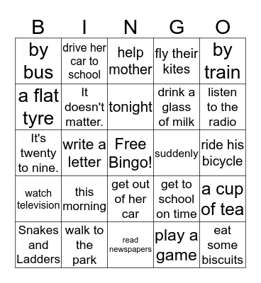 3L1-L111-114 everyday life  Bingo Card