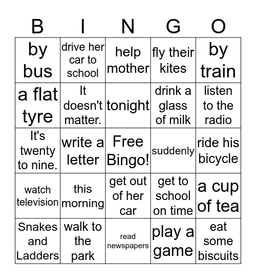 3L1-L111-114 everyday life  Bingo Card