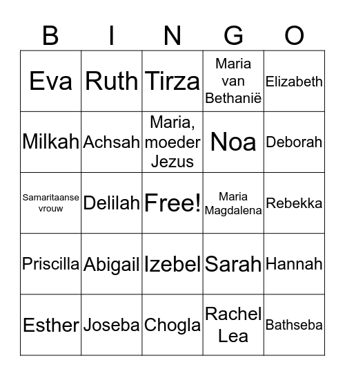 Vrouwen uit de Bijbel Bingo Card
