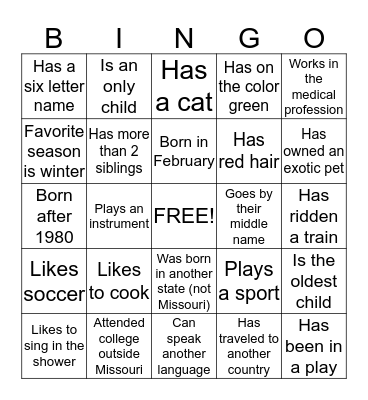 Standing in th GAP Bingo Card