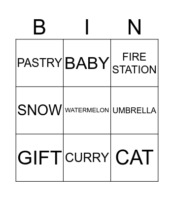 GUESS THE WORD Bingo Card