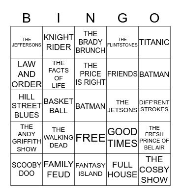 FUN TV THEME Bingo Card