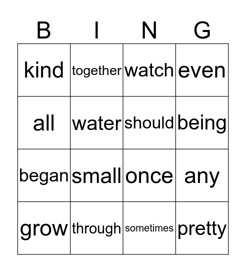 R T I Bingo Card