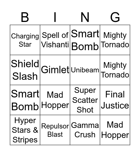 Infinity War Bingo Card