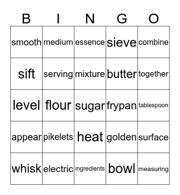 Easy Pikelets Recipe Bingo Card