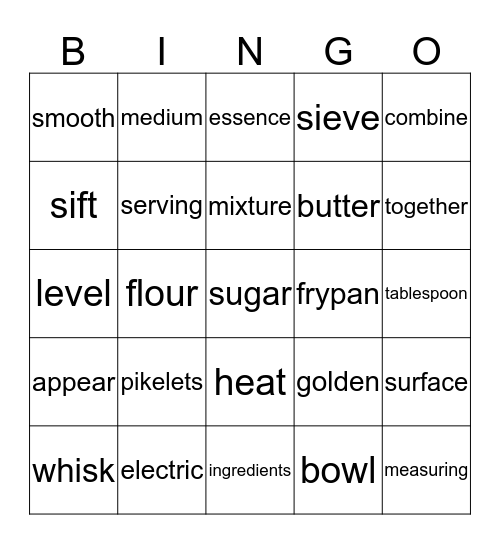 Easy Pikelets Recipe Bingo Card