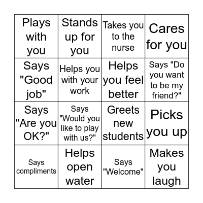 Friendship Bingo! Bingo Card