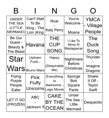 Music Bingo Card