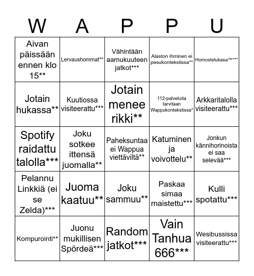 aah wappu '18 <3 buy cupcakke on itunes Bingo Card