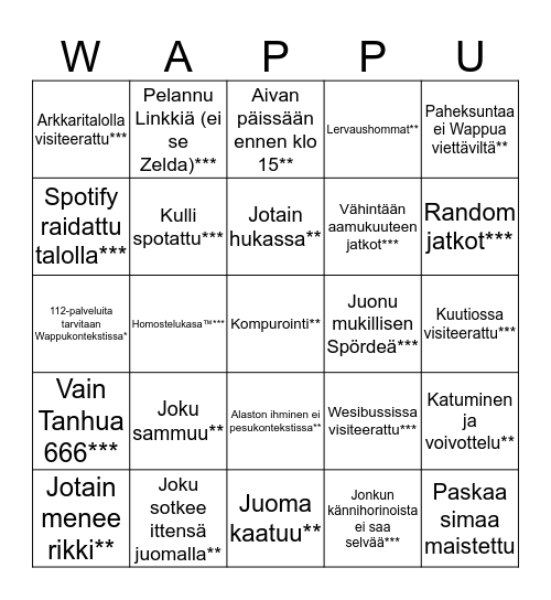 aah wappu '18 <3 buy cupcakke on itunes Bingo Card