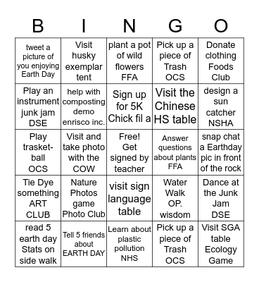 Earth Day Bingo  Bingo Card