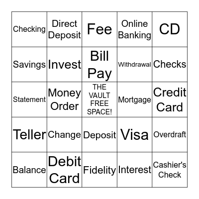 BANK BINGO! Bingo Card