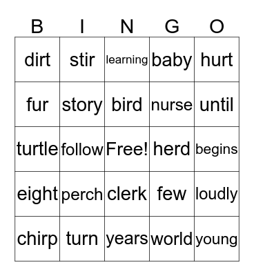 1st grade spelling and sight words Bingo Card