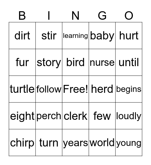 1st grade spelling and sight words Bingo Card