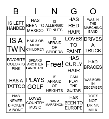 ICEBREAKER BINGO Card