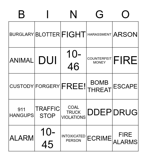 DISPATCH BINGO Card