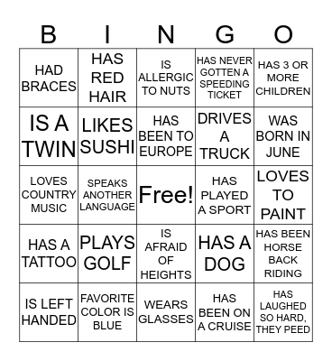 ICEBREAKER BINGO Card