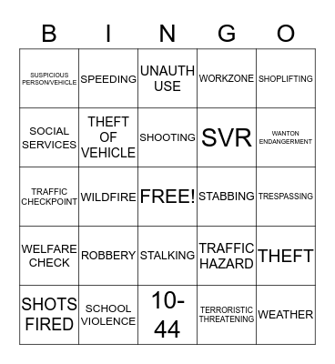 DISPATCH BINGO Card