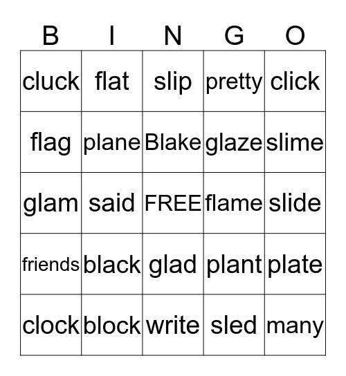 L Blends and Review Bingo Card