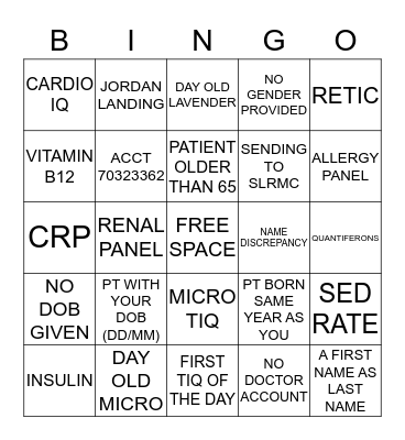 LAB WEEK BINGO Card