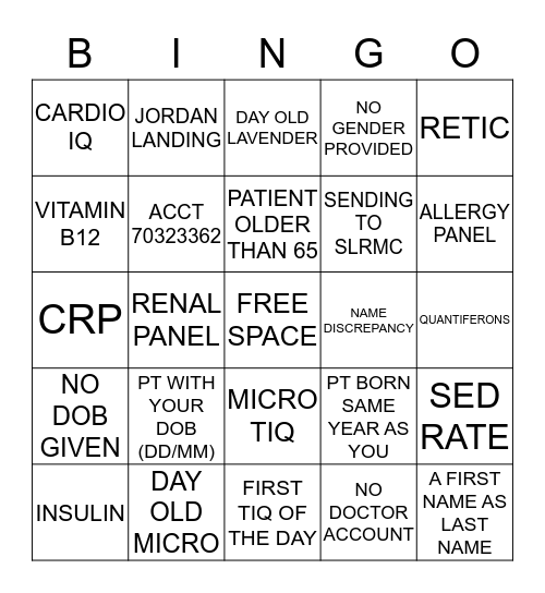 LAB WEEK BINGO Card