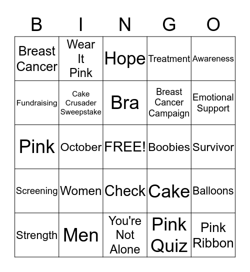WEAR IT PINK  Bingo Card