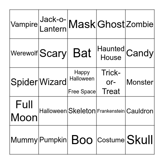 Halloween Bingo Card