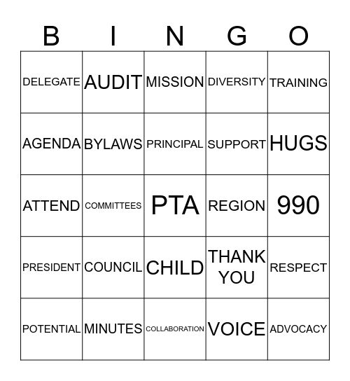 PTA   B-I-N-G-O Bingo Card