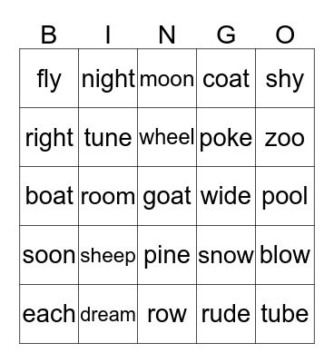 Spelling review Bingo Card