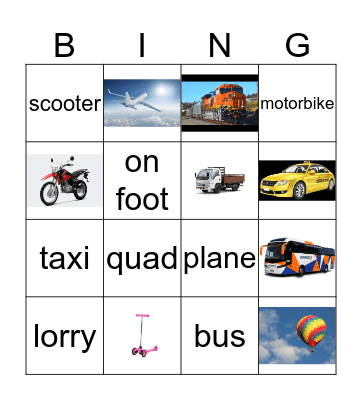 Fun transport day! Bingo Card