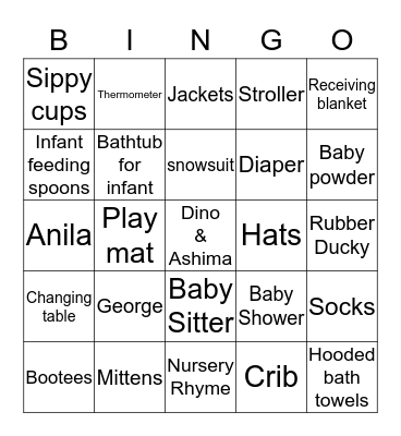 Baby Bingo!! Bingo Card