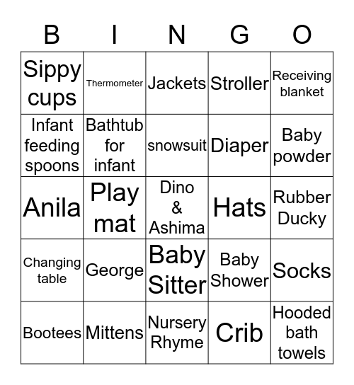 Baby Bingo!! Bingo Card