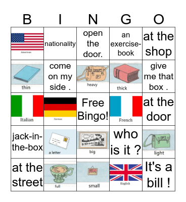 3L1-L19-26 with pictures Bingo Card